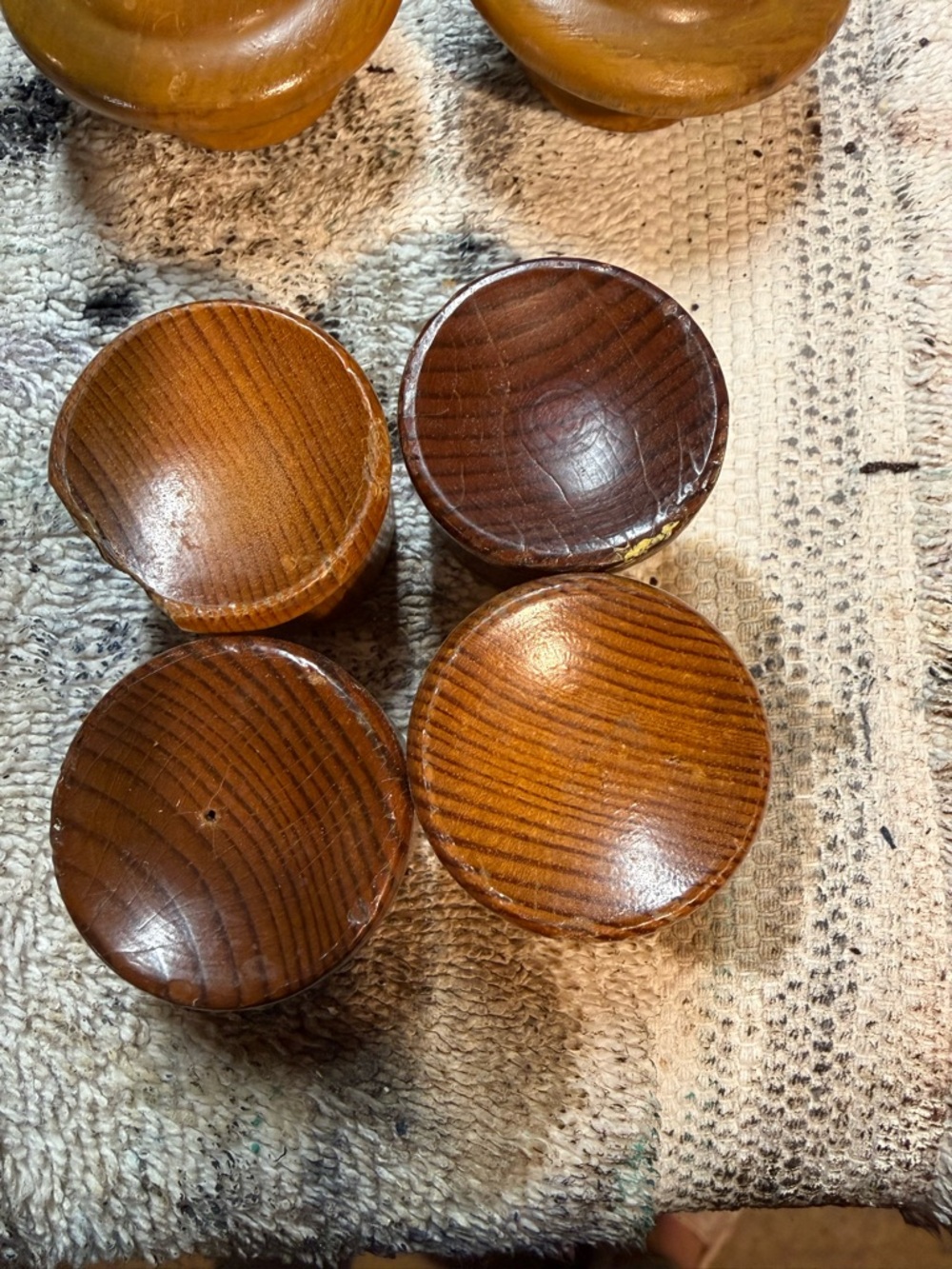 Set of 4 Round Wooden Drawer Knobs - Warm Brown